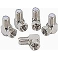 Right Angle Coax Connector, 5 Pack F Type 90 Degree Coaxial Male to Female Cable Connector, RG6 Adapter L Shape for Wall Mounted TV, Modem, Wall Plate, Satellite Receiver
