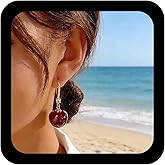 Iaceble Red Crystal Cherry Dngle Earring Red Cherry Drop Earring Cute 3D Fruit Earrings Large Cherries Rhinestone Earrings Jewelry for Women