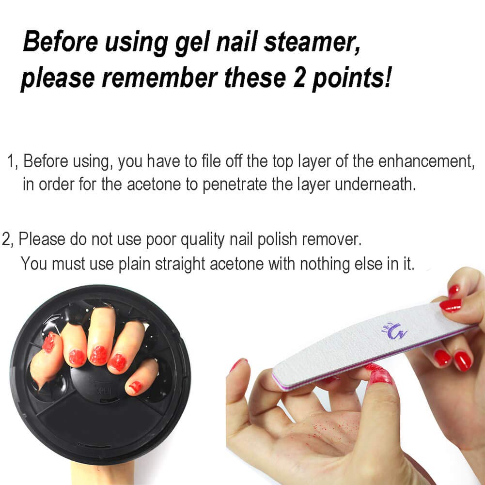 Upgraded Steam Gel Nail Remover Machine, Nail Steamer with Cuticle Pusher Spoon Tools for Nails Gel Polish Soak Off (02): Beauty
