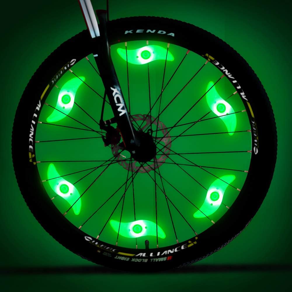 MACYWELL Bike Spoke Lights 6 Pack Led Bike Wheel Lights with Batteries Included Plus 5 Extra CR2032 Batteries Cycling Bicycle Decoration