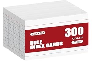 MSKKSM Index Cards 3x5 Inch - 300 Pack, Ruled Index Flash Cards for Studying, Lined Index Note Cards 3x5 Flashcards, Notecards 3 x 5 Lined Small Index Cards Ruled White 3x5 Cards for Office, School, Home