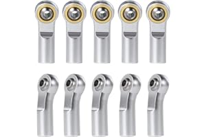RC HUB 10Pcs Aluminum Link Rod End Joint M3 Metal Ball End Head Holder Tie for 1/10 RC Axial SCX10 90046 (Silver)