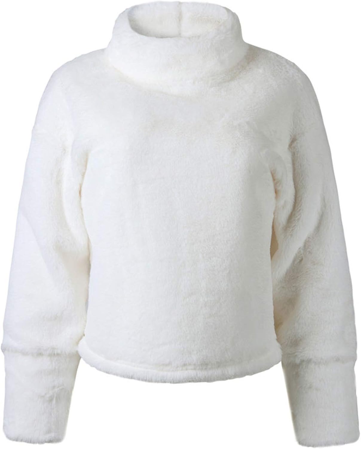 Suéter de Cuello Alto de Felpa Blanco para Mujer, otoño, Manga Larga