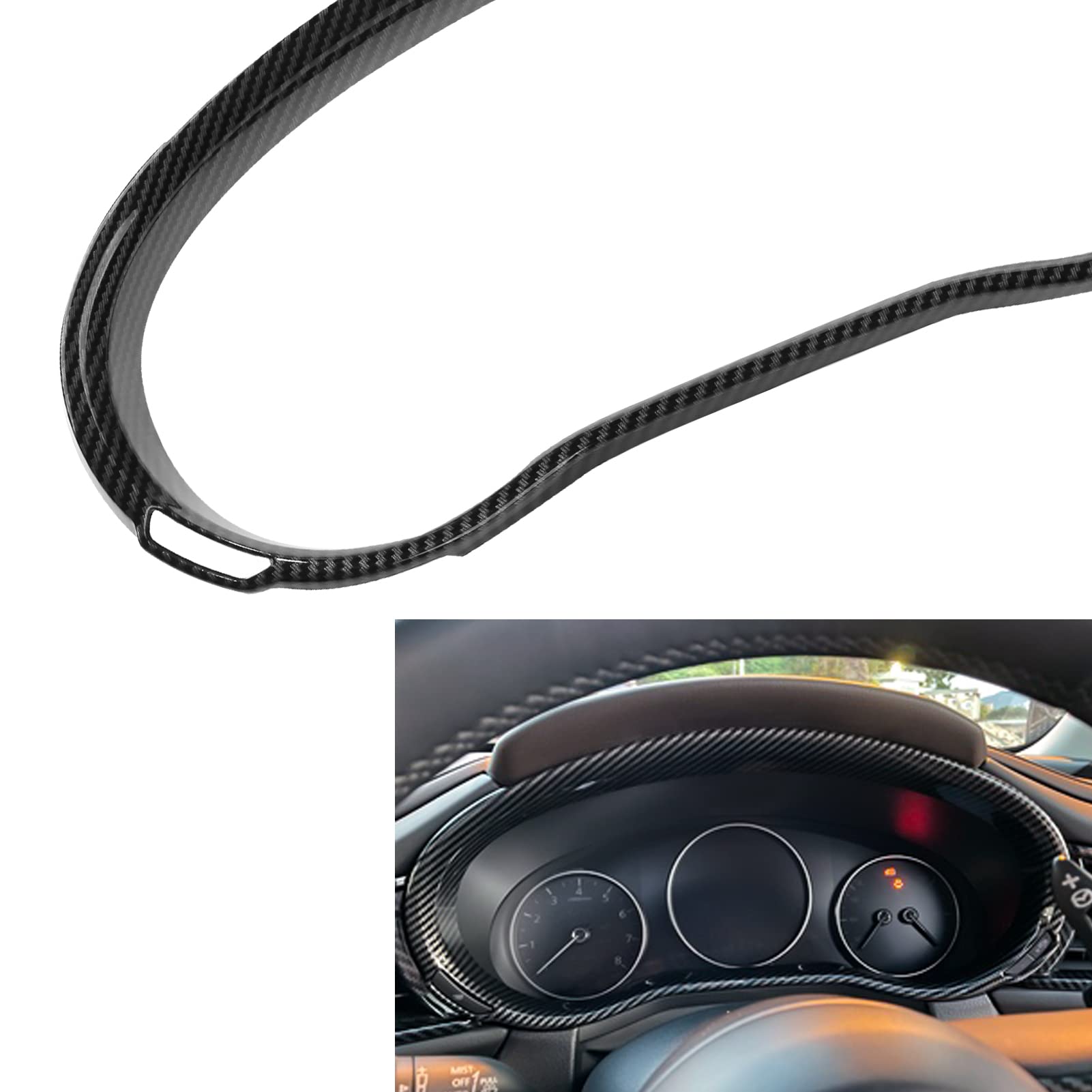 Compatible with Mazda 3 Accessories Compatible with Mazda CX30 Accessories 2025 2024 2023 2022 2021 2020 Sporty Car Dashboard Cover Trim Screen Display Frame -Carbon Fiber Style
