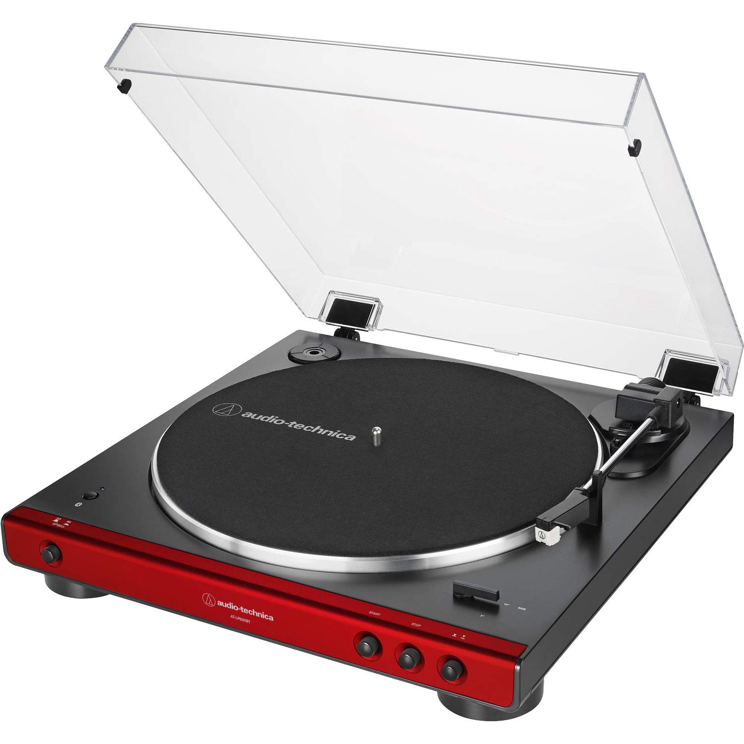 Audio-Technica AT-LP60XBT-RD Turntable estéreo de cinturón completamente automático, rojo/negro, Bluetooth, Hi-Fi, 2 velocidades