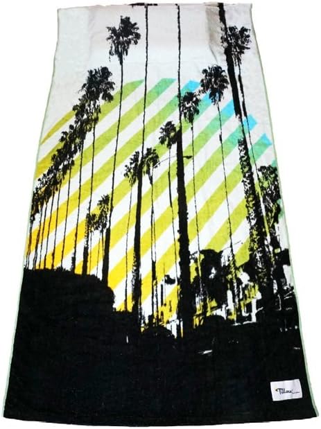 Tillow Oversized Beach Towel with Pillow, Water-resistant Pocket and Touch Screen Phone Pocket, Palm Tree Design