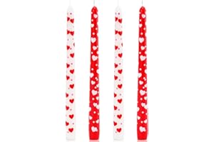 TUITESSINE Valentine's Day Taper Candles 10 Inch Tall Set of 4 Unscented Red Heart Candlesticks Unique Valentines Day Gifts Valentine's Day Dinner Table Decorations Wedding Anniversary Décor