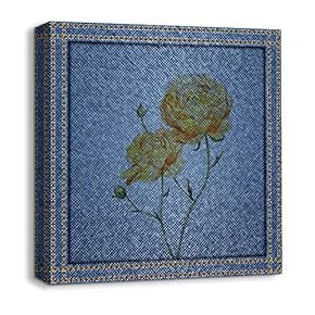 Canvas Wall Art Beautiful Jeans Fabric Feature Painting Artwork for Home Prints Framed - 12x12 inches