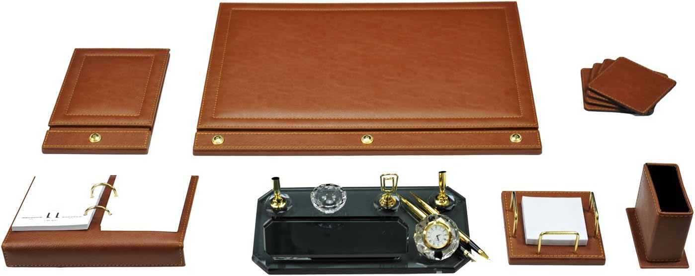 Tane 9 Desk Mat Set | Personal Name Plate Holder Table Calendar Cup/Saucer Notebook/Notepad/Pen Box