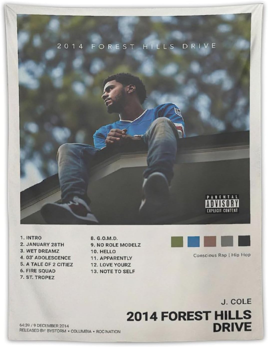 Tapestries - 2014 FOREST HILLS DRIVE Album Cover Tapestry Polyester Wall Art Tapestry Decorative Bedroom Modern Home Wall Hanging Tapestry Wall Decoration 30 X40 Inches