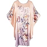 Kwedhonjh Women's 100% Silk Pajamas, Silk Women's Bathrobes, Silk Kimono Robes, Doll Sleeves Bathrobes - Floral Pattern