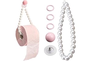 ZORZA 1Pcs Faux Pearl Bead Chain Toilet Paper Roll Holder Self-Adhesive No Drill Needed Plastic Tissue Paper Holder for Bathr