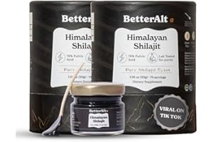 BETTER ALT BetterAlt Pure Himalayan Shilajit Resin Pack of 2 High Potency Gold Grade 150 Servings for Energy Boost & Immune Support, 85+ Trace Minerals, 75%+ Fulvic Acid, with Lab Test Report,400 mg