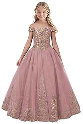 Tulle Flower Girl Dress for Wedding Sparkly Sequins
