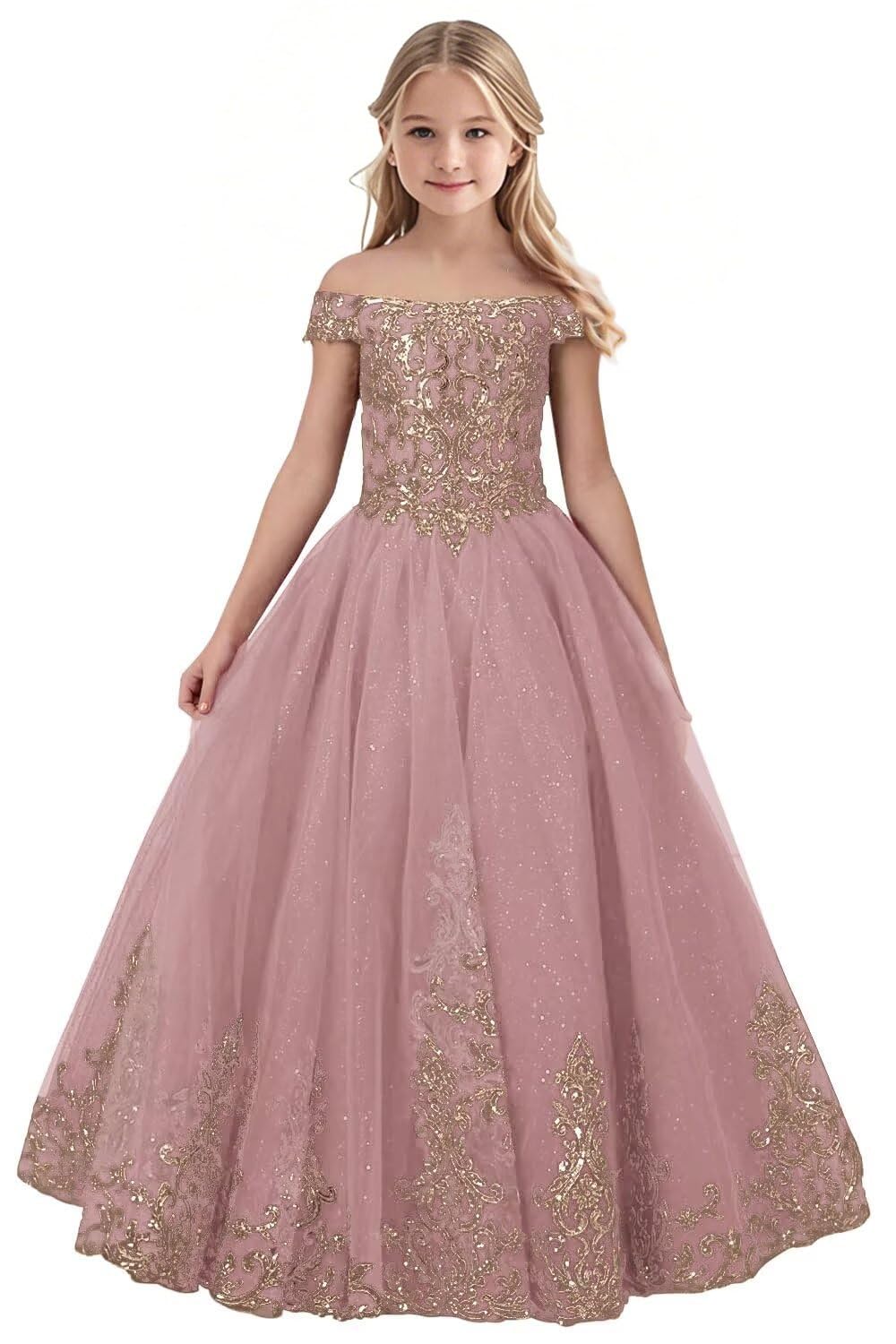 Tulle Flower Girl Dress for Wedding Sparkly Sequins