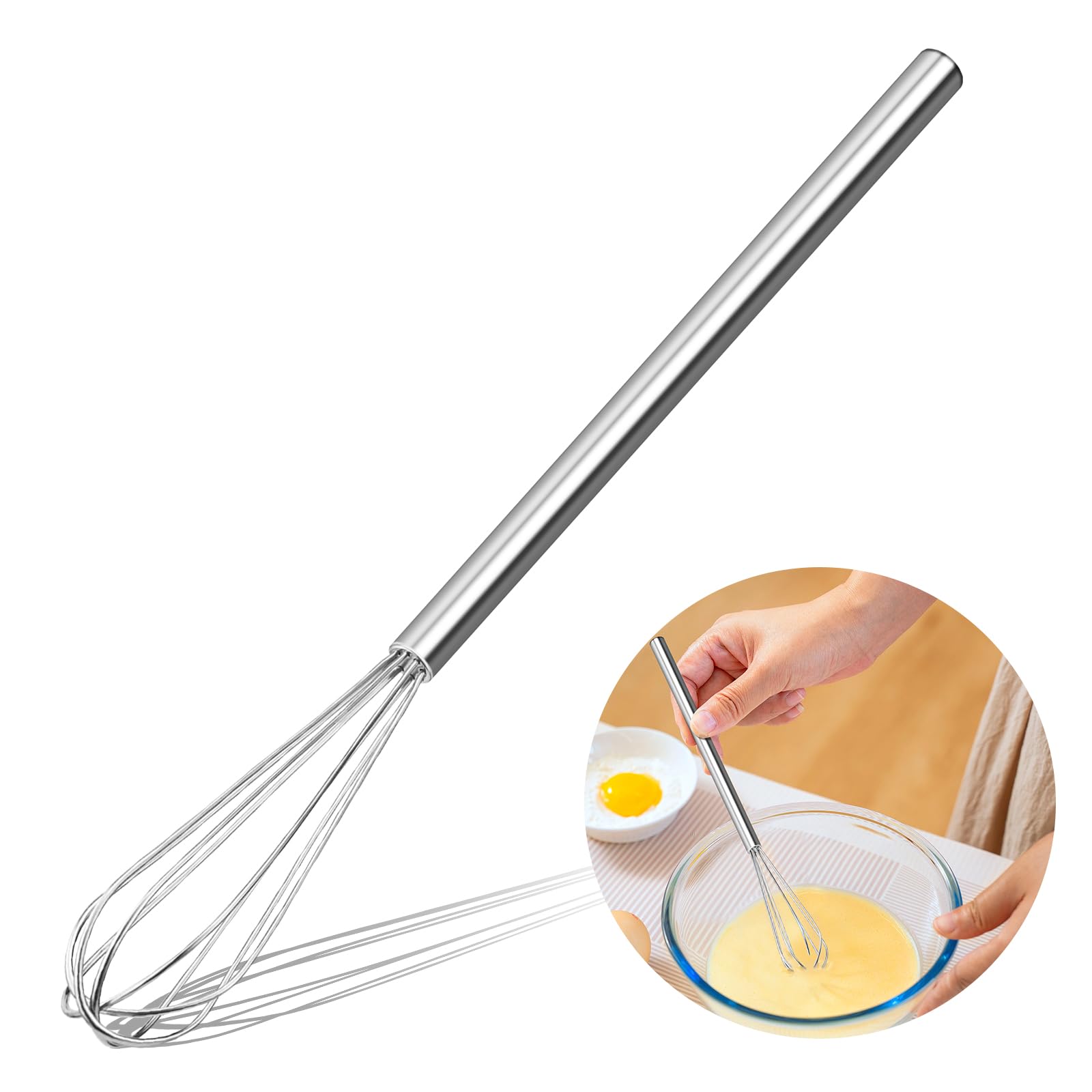 Photo 1 of 10 Inch Mini Whisk, 304 Anti-Rust Stainless Steel Small Whisks for Cooking, Baking, Mixing Ingredients & Deep Containers (1 Piece)