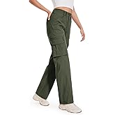 Moosehill Womens Hiking Pants Lightweight: Quick Dry Water Resistant High Waisted Cargo Pants 7 Pockets for Travel Casual