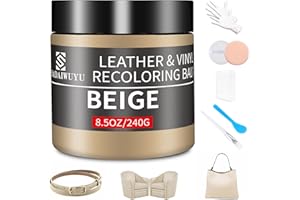 SHADAIWUYU Leather Recoloring Balm,8.5oz Leather Color Restorer,Beige Leather Repair kit for Furniture and Car Interior,Leather Couch Scratch Repair,Leather Dye Paint for Faded,Cracked and Damaged Leather
