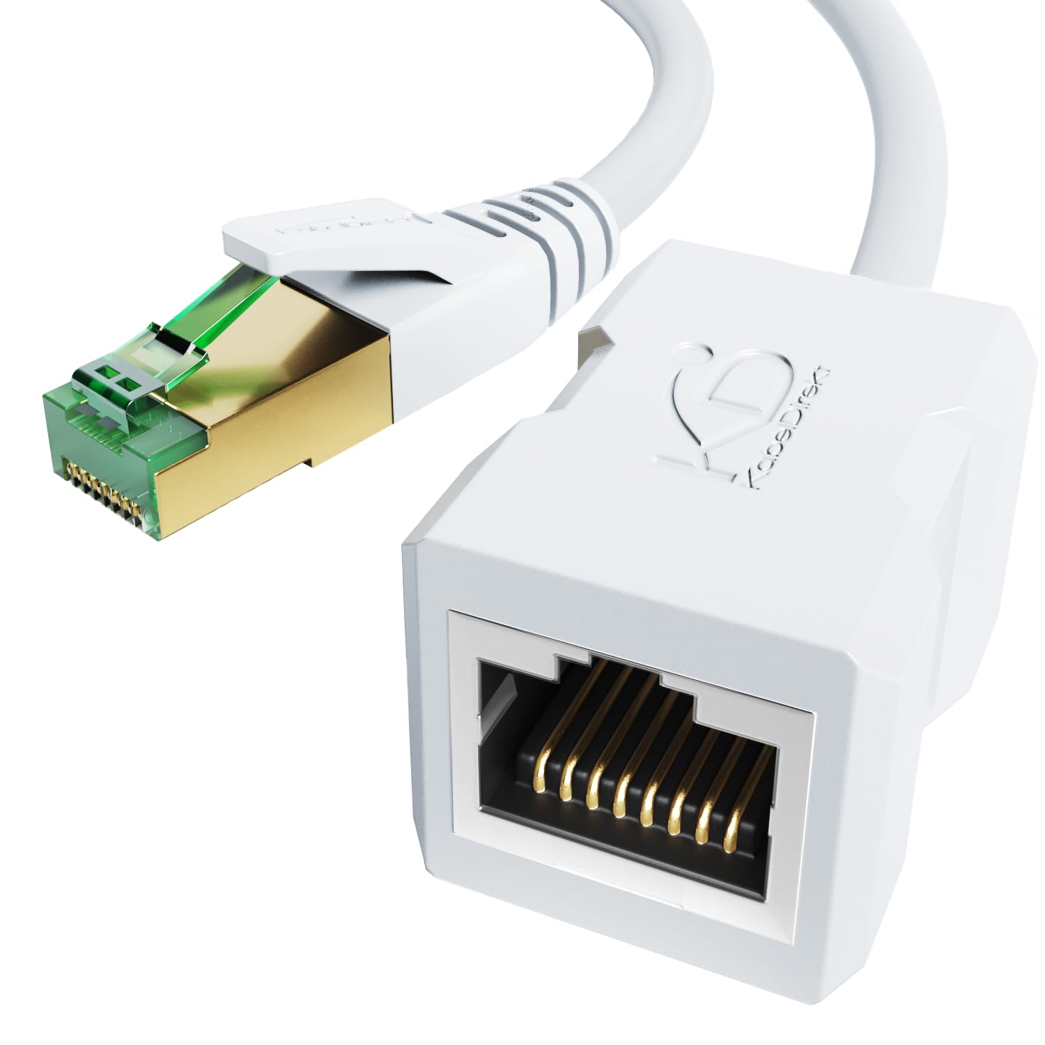 Ethernet extension cable with break-proof design, white – 2m (CAT 7 male to female Ethernet cable, extends network cables with full data transfer speed – 10Gbit/s, SF/FTP shielding) – CableDirect