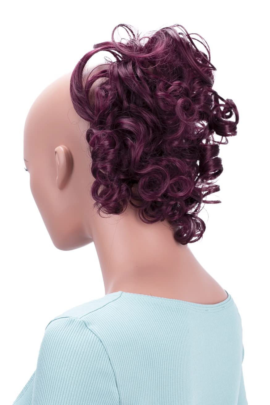 CAISHA Hairpiece Scrunchy Updo Hairstyles Voluminous Curly Messy Bun Wine Red G16L