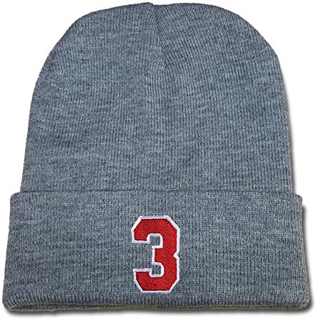 YUGY Arabic Numerals NO.3 Logo Beanie Fashion Unisex Embroidery Beanies Skullies Knitted Hats Skull Caps Grey