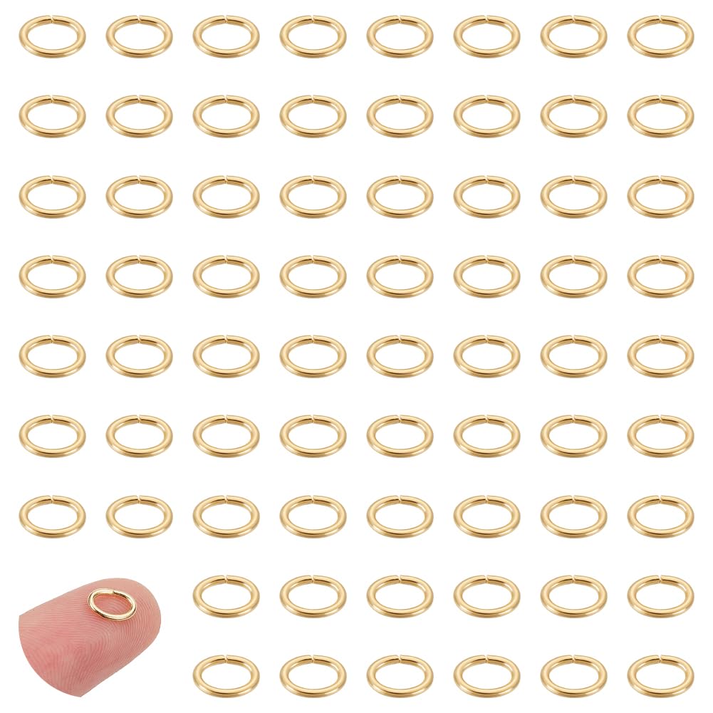 UNICRAFTALE 200 Pcs Real 18K Gold Plated 304 Stainless Steel Open Jump Rings 5mm Long Oval Jump Rings Golden Rings Metal Connectors Rings for DIY Earring Bracelet Pendant Jewelry Accessories