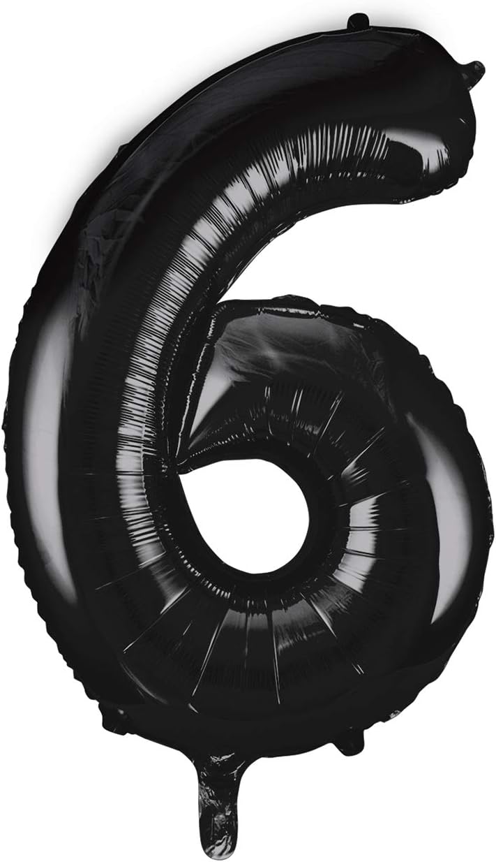 Unique Black Number 6 Large Foil Balloon 86cm One Piece