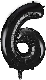 Unique Black Number 6 Large Foil Balloon 86cm One Piece