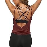 LEXISLOVE Womens Workout Shirts Sexy Open Back Activewear Workout Clothes Sports Yoga Tank Tops