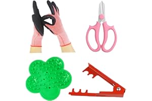 EAEDMY 4PCS Gardening Gloves & Shears Scissor & Rose Thorn Stem Stripper Remover Tool, Flower Stem Stripper Tool for Garden & Florist supplies