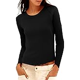 Imily Bela Womens Waffle Knit Long Sleeve T-Shirts Slim Fit Crew Neck Basic Tee 2025 Trendy Spring Summer Tops