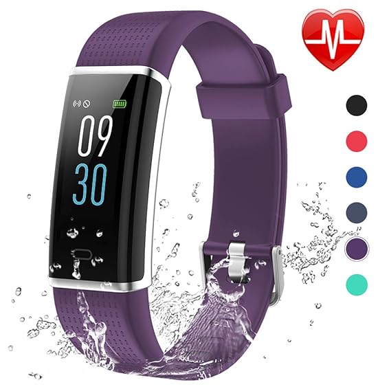 Pulsera Actividad con Pantalla a Todo Color, Lintelek Impermeable IP68 para Nadar y Ducharse, 14 Modos de Deporte, Gps para Correr, Ritmo Cardíaco❤, Sueño, Caloriás, Notificaciones Inteligentes, Púrpura
