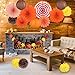Whaline Fall Thanksgiving Tissue Pom Poms Fall Party Decorations Orange Hanging Paper Fans Flower Pompoms Paper Lantern Maple Leaves Bunting Garland Banner for Birthday Wedding Party Decor, 16Pcs
