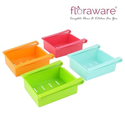 Floraware Plastic Refrigerator Storage Rack Set, Set of 4, Multicolour