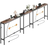 Boxeave Behind Couch Table with 2 Outlet, 78.5"&ndash;117.7" Adjustable Length | Narrow Long Console Table with USB-C Ports, Anti-tip Kit,Fit for Living Room,Entryway,Hallway,Rustic Brown