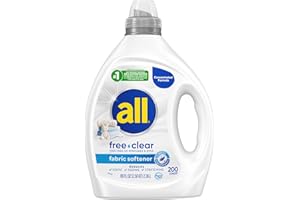 all free clear, Original, Liquid Fabric Softener for Sensitive Skin, Unscented and Hypoallergenic, Concentrated, 80oz, 200 Loads