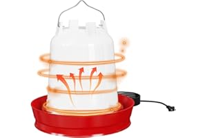 ERFEI Heated Chicken Waterer, 3-Gallon Large Chicken Water Heater, All-Weather Poultry Drinker with Thermostatic Control for Winter - Automatic Heated Waterer for Chickens, Ducks, Geese, Turkeys