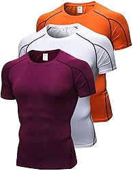 3 Pack Men's Compression Shirts Short Sleeve