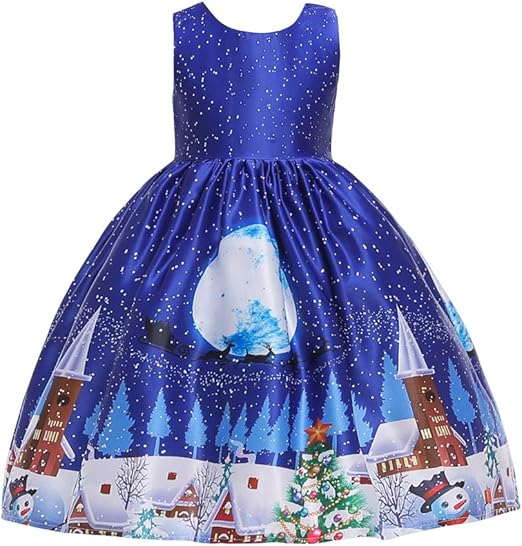 Baijiaye Girls Christmas Print Dress Latest Toddler Kids Baby Girl