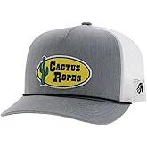 HOOEY Cactus Ropes Circle Patch Trucker Hat for Men – Adjustable Snapback Mesh Baseball Cap - Western Work & Casual Wear