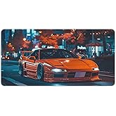 FeoYoed Large Mouse Pad JDM Cars NSX Night Driving Desk Mat Computer Accessories Gaming Office Organizers Supplies Decor Essentials Keyboard Pads for Desk Rubber 30x60cm