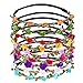 eBoot 9 Pieces Multicolor Flower Headband Women Girl Fashion Floral Crown Garland Headbands with Elastic Ribbon