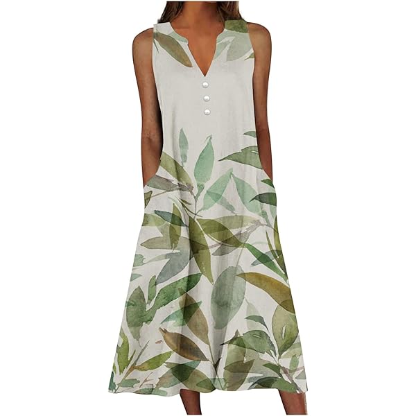 Ceboyel Linen Dresses For Woen Short Sleeve Plain Dress Ruffle He