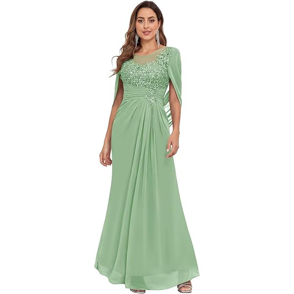 Buy Womens Formal Wedding Dress, Elegant Lace Floral Maxi Wedding Guest Dress 3/4 Sleeve Bridesmaid Crewneck Gowns Evening Dress, F01#red, Small at