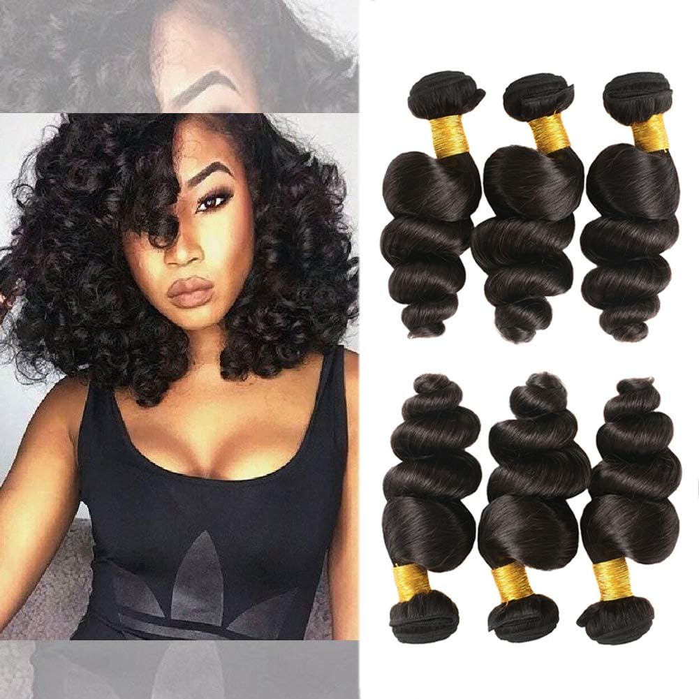 Huarisi Brazilian Hair Loose Wave 3 Bundles 18 20 22 Real Human Hair 7a 100% Unprocessed Wavy Hair Weaves 300g Double Weft Natural Colour for Braiding