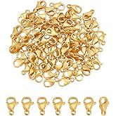 UNICRAFTALE About 80Pcs 24K Gold Plated Necklace Clasps Stainless Steel Lobster Claw Clasp 9mm Fastener Hook End Chain Clasps Jewelry Clasp and Closures for Bracelet Necklace Making