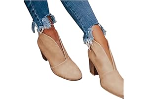 Womenyiaor Ankle Boots for Women, Women's Ankle Boots & Booties Fashion Ankle Booties Slip On Pointed Toe Chunky Stacked Mid Heel Booties Dressy Western Cowboy Boots Winter Shoes