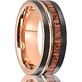 Concept Knight Tungsten Carbide Rings for Men Women 8MM/6MM Men's Engagement Wedding Bands Rose Golden Groove Inlaid Wood Matte Brushed