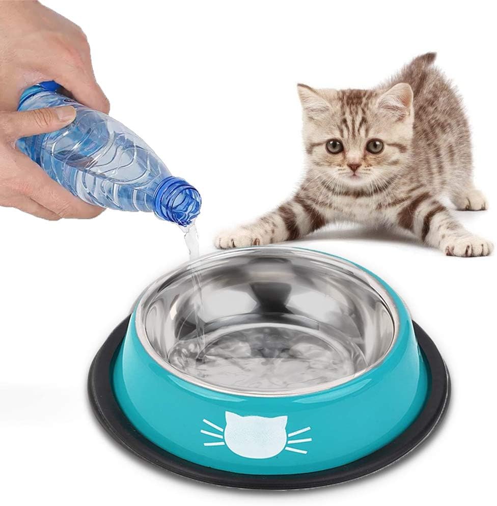 DOMI PRO DMSL Cat Bowl 2 Pieces, Stainless Steel Non-Slip Cat Bowl Set, Feeders and Waterers for Puppies Hamsters Rabbits Small Animals - Image 4