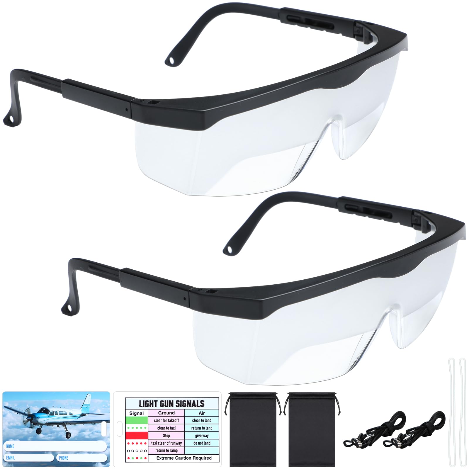Photo 1 of Saysurey 2 Set Aviation Flight Training Glasses Adjustable View Limiting Goggles Device, Tag Light Gun Signal(Clear)